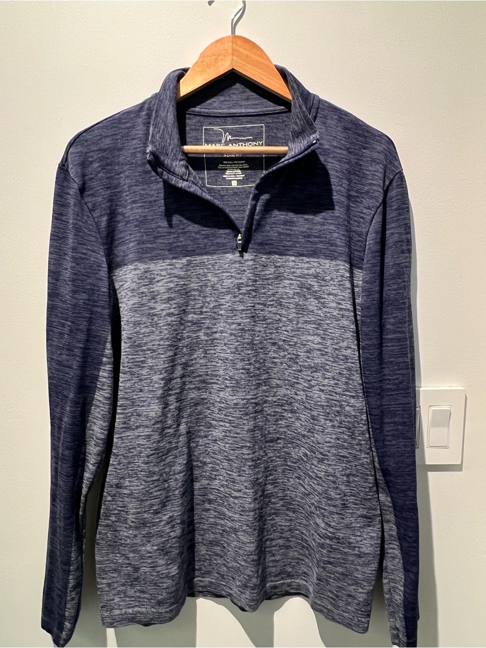 Marc Anthony Men’s Slim Fit Quarter Zip Pullover M Blue